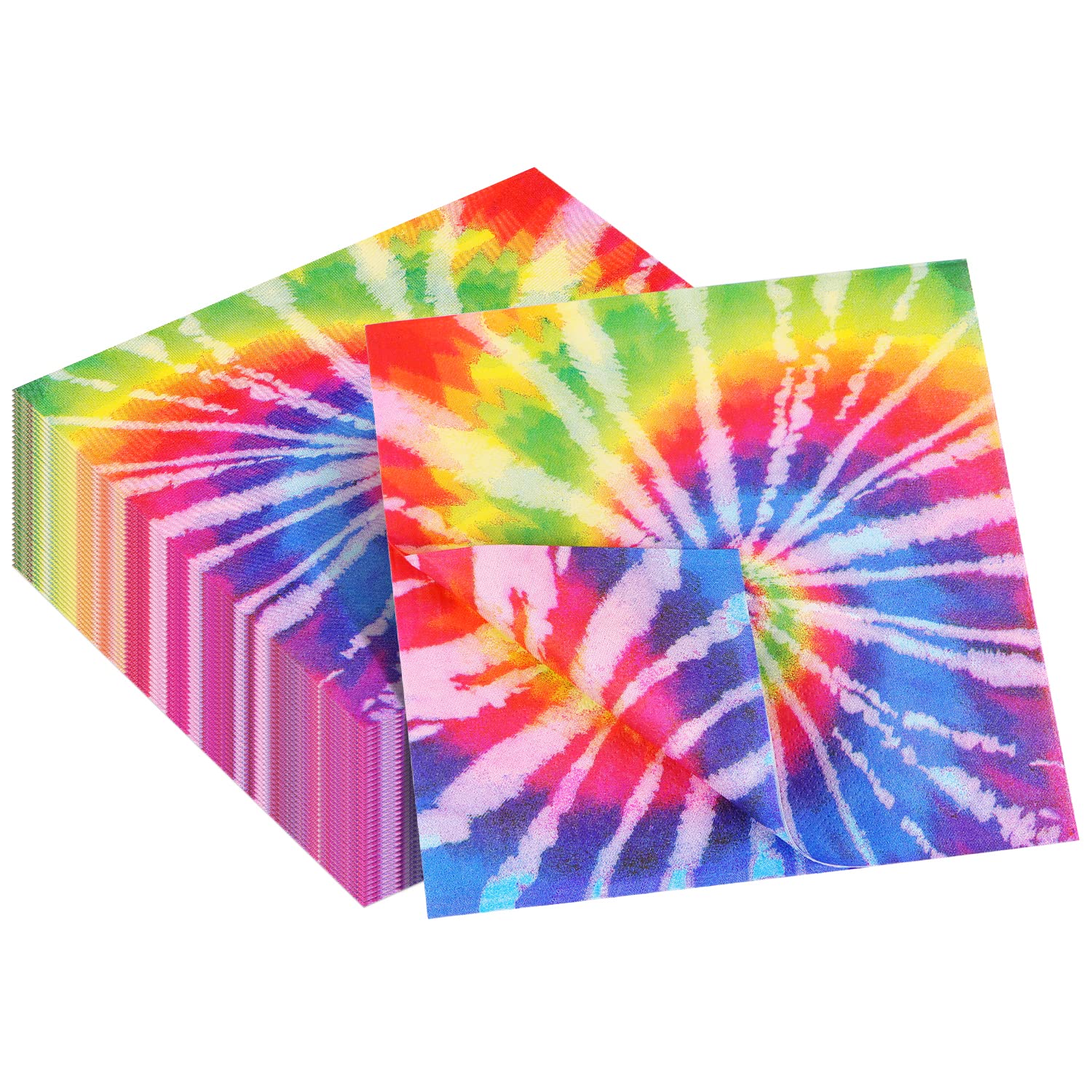 60 Pack Tie Dye Party Napkins - 13x13 Inch Colorful Hippie Themed Paper Napkins for Birthday, Baby Shower & Summer Party Decorations | Perfect for Boho, Festival & 70s Theme Parties