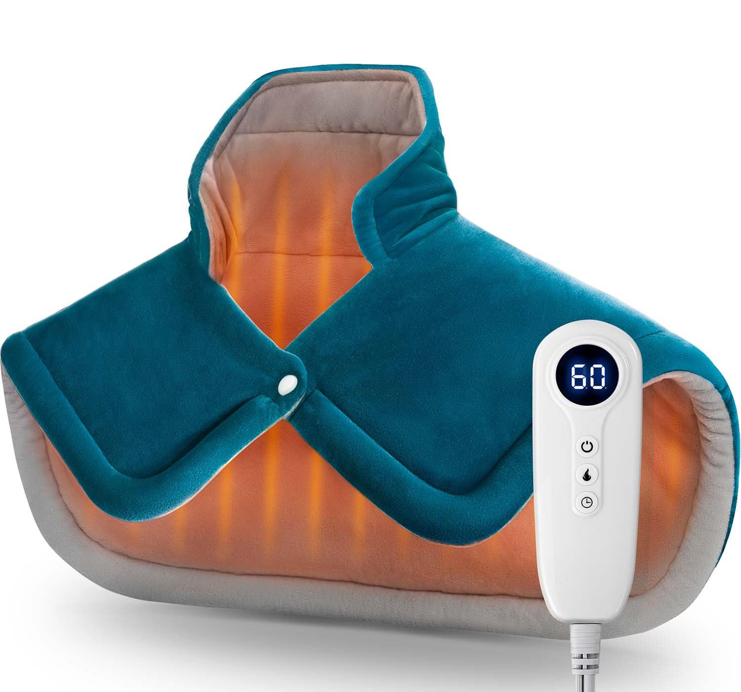 Weighted Heating Pad for Neck and Shoulder Pain Relief - 2lb Microwaveable Warm Pad with 6 Heat Settings & Auto-Off - Perfect Gift for Women, Men, Mom, Dad (Valentine's Day, Christmas, Mother's Day) - Use at Home, Office or While Traveling for Muscle Relaxation