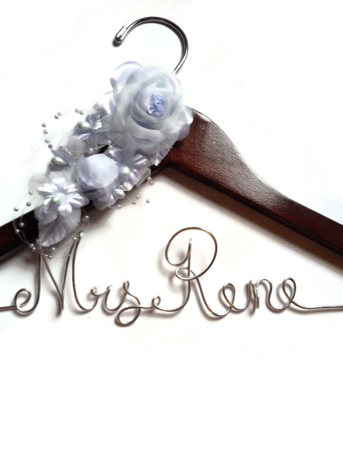 Elegant Blue Flower Wedding Dress Hanger for Bride - Perfect for Bridal Gowns, Wedding Photography & Bridal Suite Decor