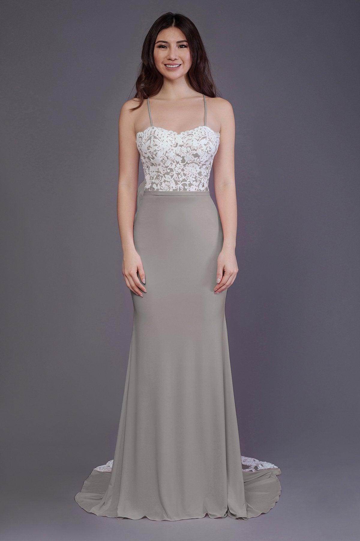 Elegant Mermaid Sweep Train Knitted Fabric Bridesmaid Dress PR3565 - Perfect for Weddings, Formal Events & Special Occasions