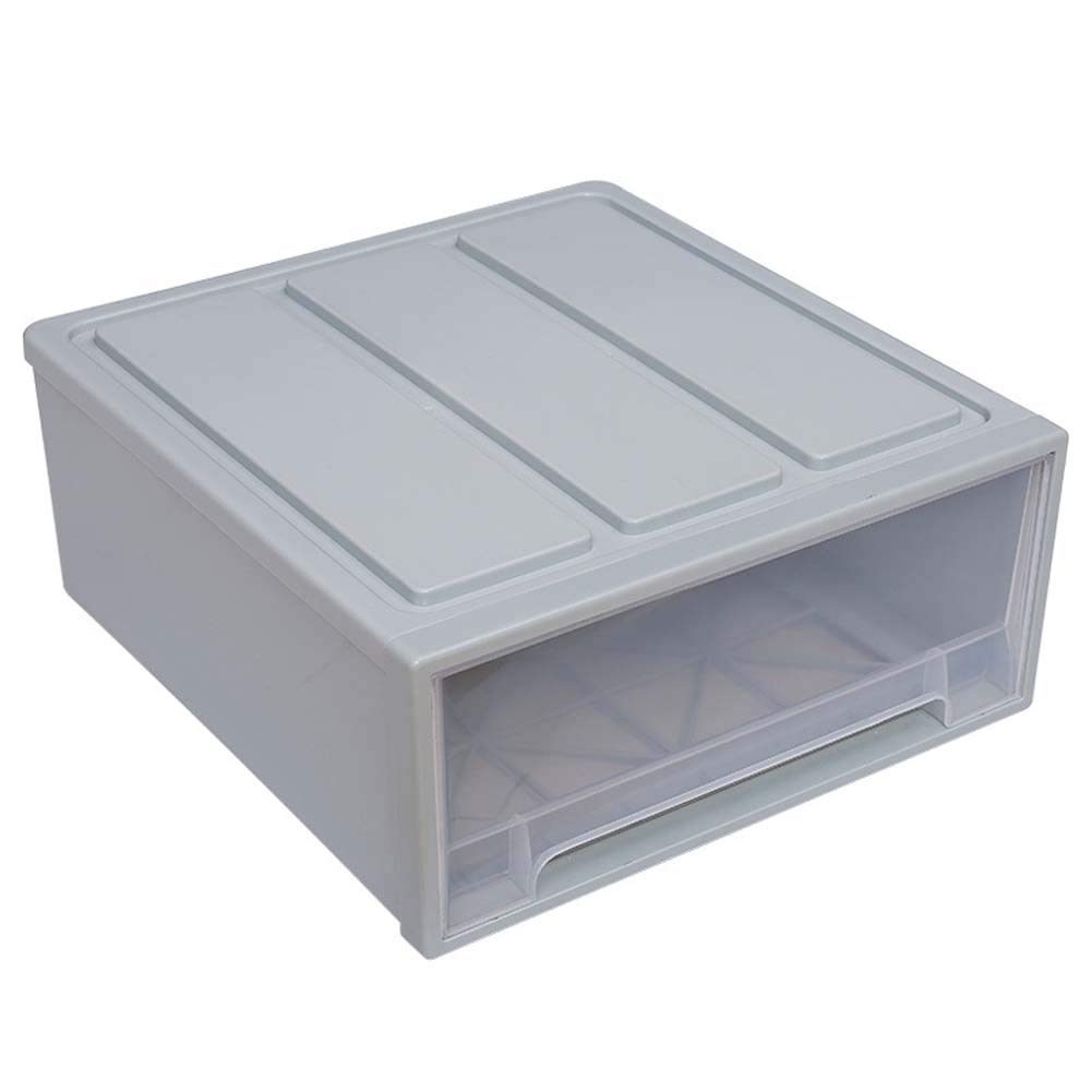 Stackable Plastic Storage Boxes with Transparent Drawer - Small Gray Organizer for Wardrobe, Closet & Home Organization (Perfect for Clothes, Toys & Accessories Storage)