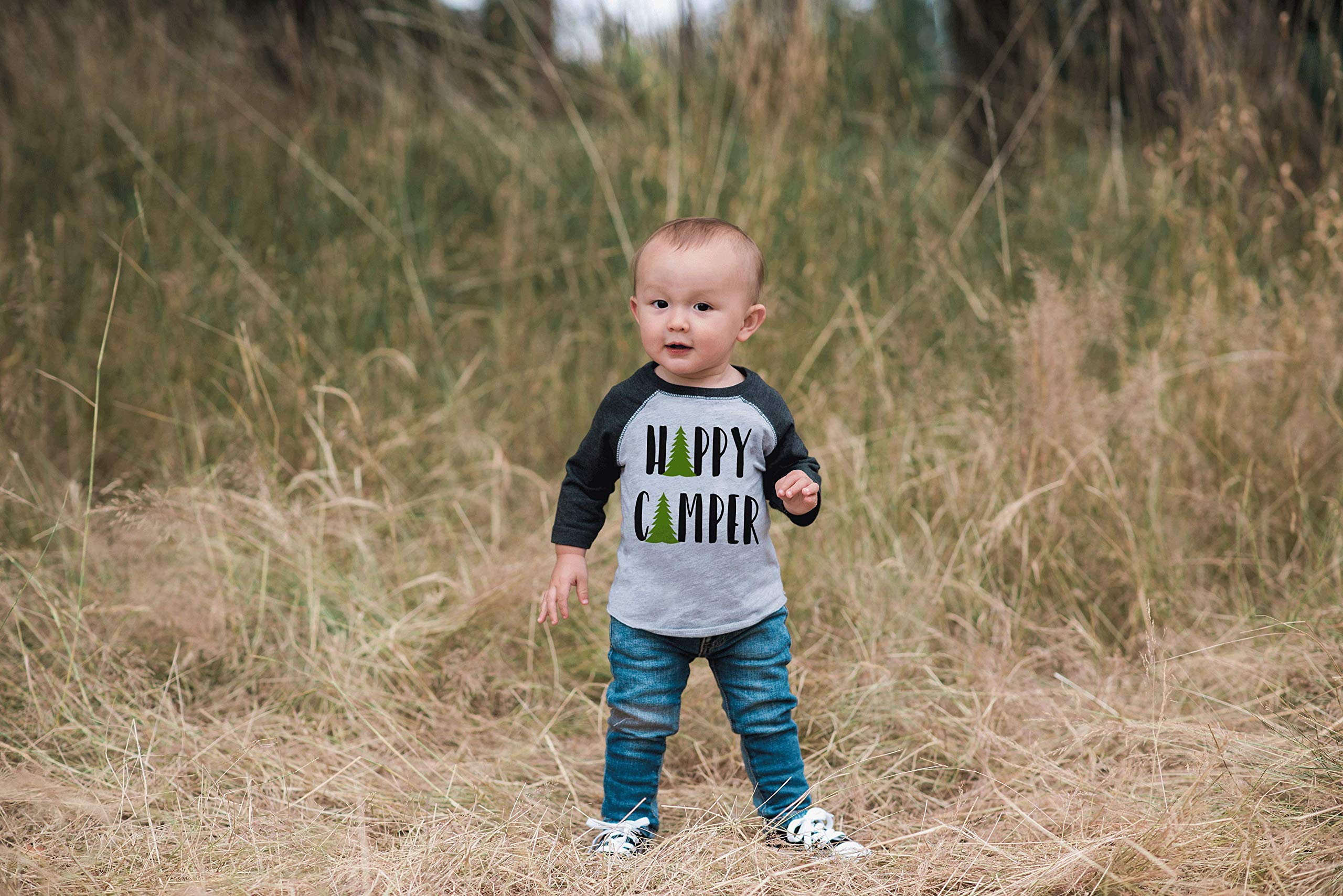 7 ate 9 Apparel Happy Camper Kids Camping T-Shirt - Comfortable Outdoor Tee for Boys & Girls - Perfect for Hiking, Backyard Adventures & Family Camping Trips