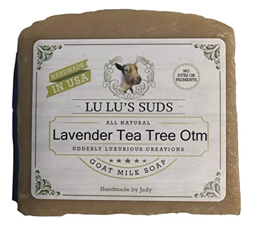 All Natural Goat Milk Soap Bar - Olive, Palm Kernel, Shea & Coconut Oils - Handmade with Lavender, Tea Tree & Oatmeal - No Dyes or Harmful Chemicals (74-75oz Loaf) - Perfect for Sensitive Skin, Dry Skin Care & Eco-Friendly Bathing