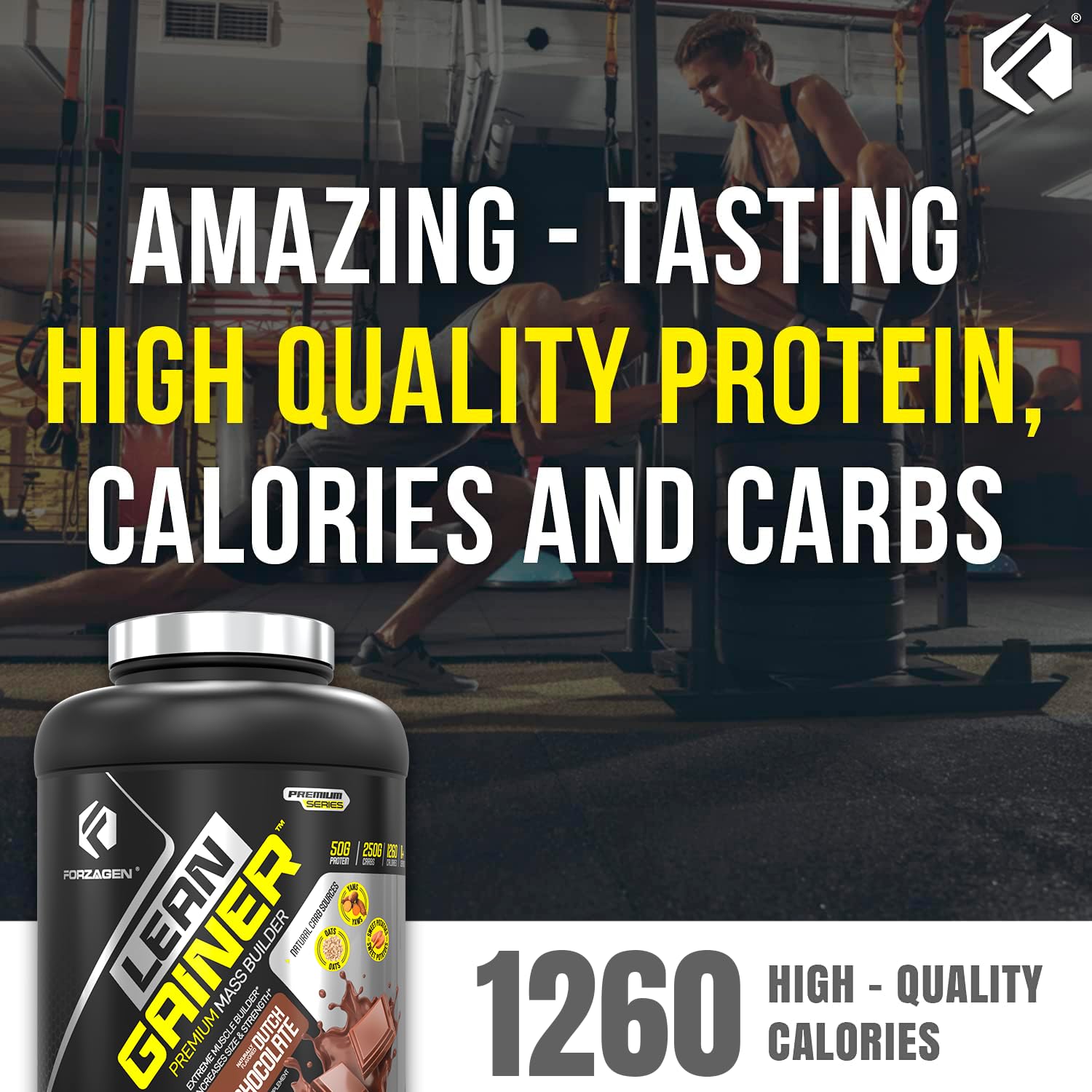 Forzagen Lean Gainer Premium Mass Builder Protein Powder - High Calorie Weight Gain & Muscle Building Supplement for Men & Women | Dutch Chocolate Flavor, 8 lbs (11 Servings) | Perfect for Post-Workout Recovery & Bulking Season Nutrition