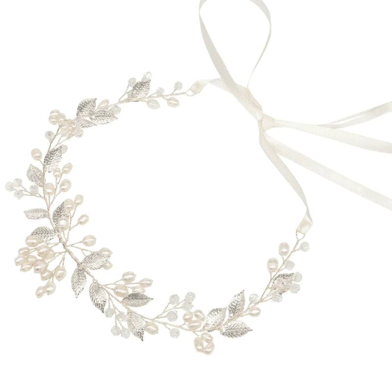 Elegant Silver Wedding Hair Vine with Swarovski Crystals and Freshwater Pearls - Bridal Hair Accessory for Weddings, Prom, and Formal Events