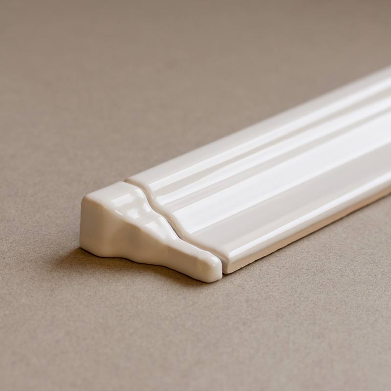 Kakel Victoria Classic White Glossy 5x20 cm Breast Molding Trim - Perfect for Kitchen Backsplash, Bathroom Walls & Home Renovation Projects