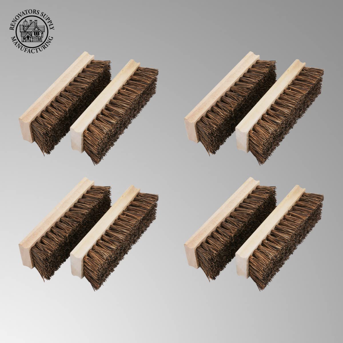 4-Pack Natural Wood Boot Scraper with Replacement Bristle Brush - Heavy Duty Shoe Cleaner for Mud, Snow & Dirt - Perfect for Entryways, Garages & Farms