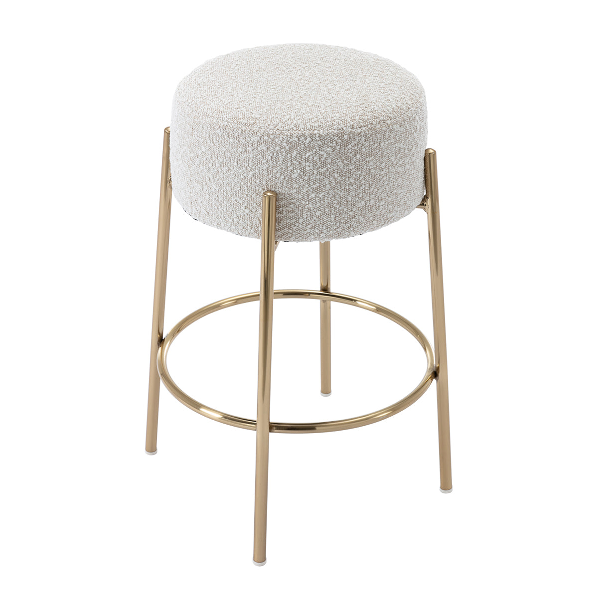 Amara Boucle Bar Stool - Modern Upholstered Counter Height Stool with Metal Legs for Kitchen Island, Breakfast Nook & Home Bar Decor
