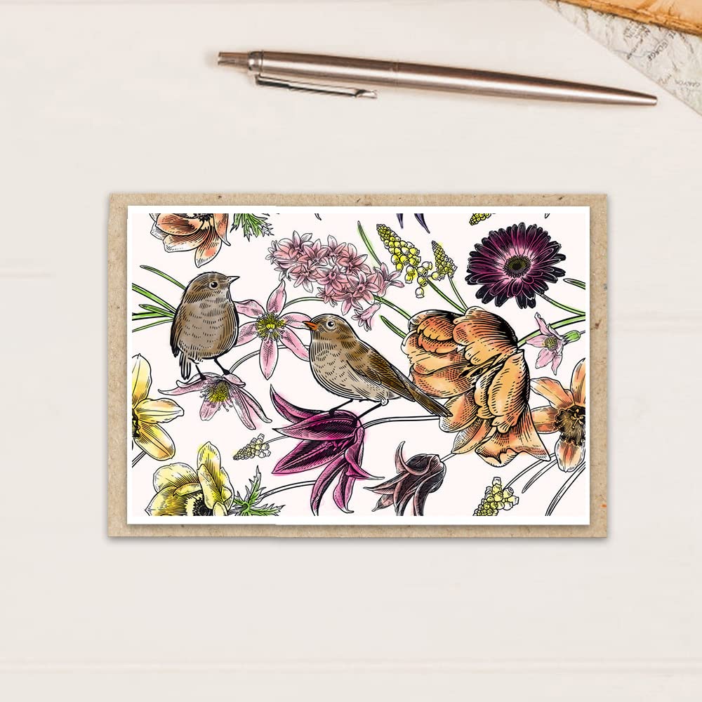 Spring Bird Flower Clear Stamps for Card Making - Floral Leaves Transparent Rubber Stamps for DIY Scrapbooking, Bullet Journal, Handmade Crafts & Notebook Decoration - Perfect for Greeting Cards, Wedding Invitations & Art Journaling