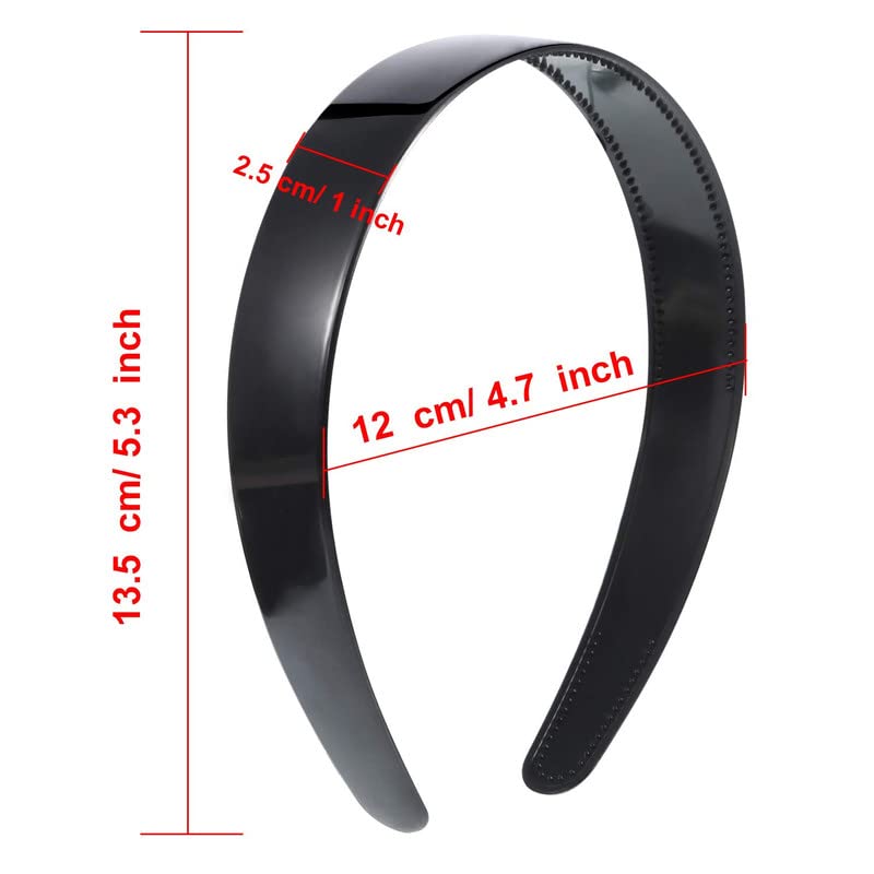 BELICIA Black Plain Plastic Headbands with Teeth - 6 Pack Non-Slip Hair Accessories for Women & Girls - Perfect for DIY Crafts, Sports, Workouts and Everyday Styling