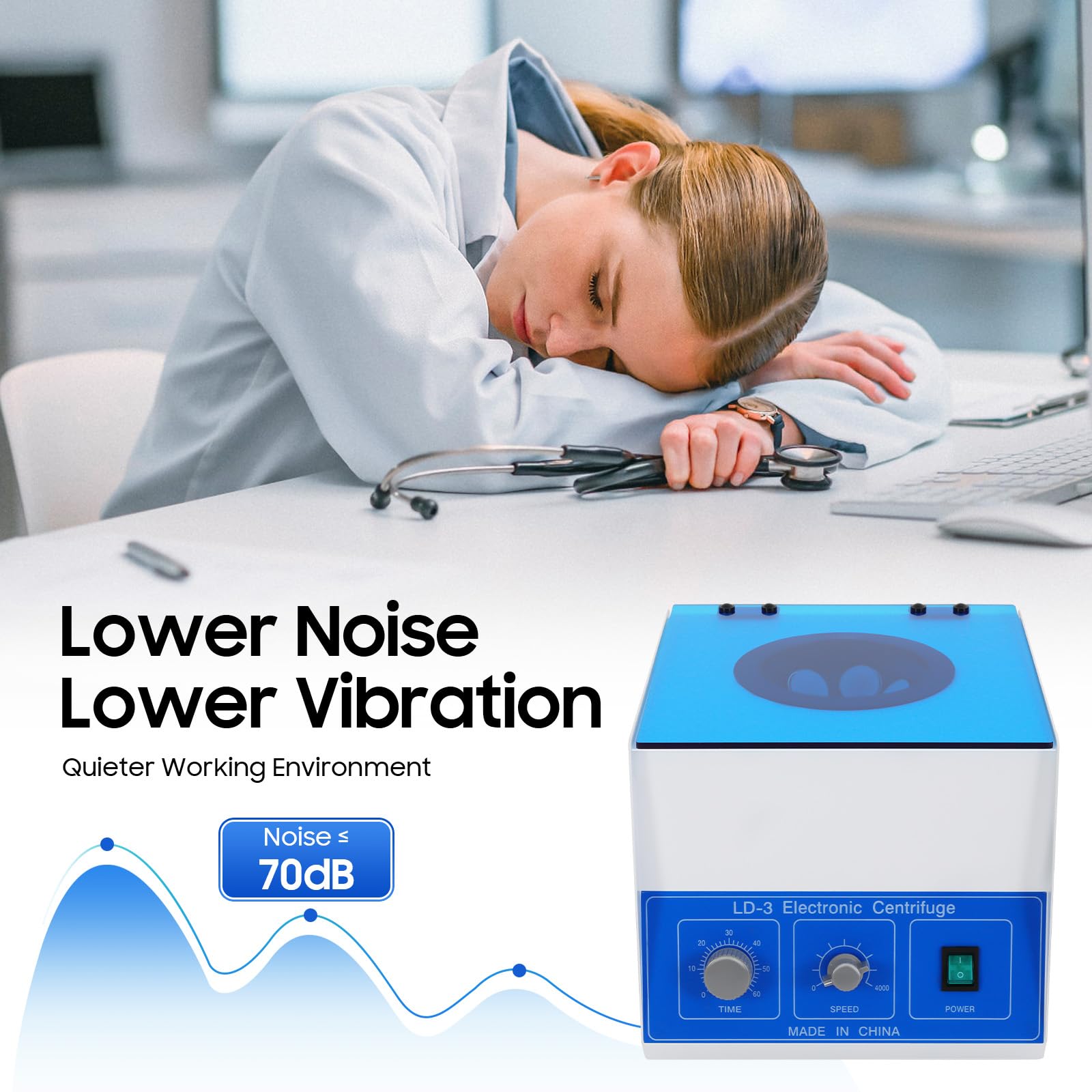 LD-3 Benchtop Electric Centrifuge Machine - 4000 RPM Speed Control with Timer for Lab Routine Testing | Ideal for Blood Sample Separation, DNA Extraction & Medical Research