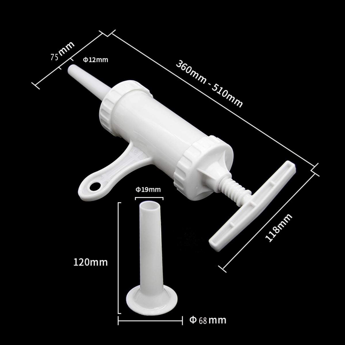 Premium Manual Sausage Stuffer - Food Grade Stainless Steel Sausage Maker with 2 Nozzles (5/8