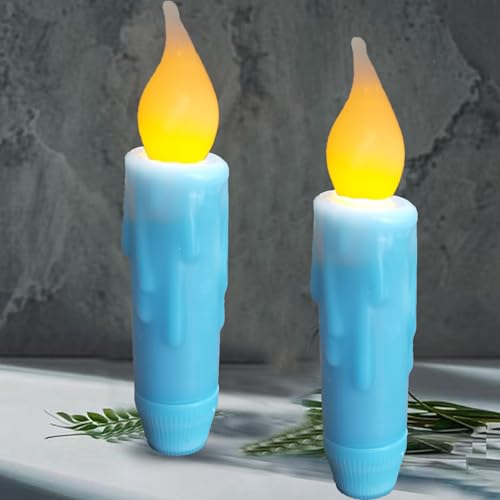 2pc short blue wax candles