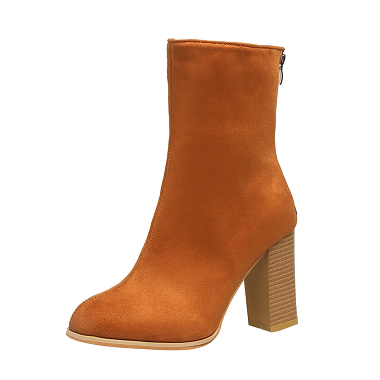 Women's Fashion Platform Ankle Boots with Zipper - Stylish Mid-Length Boots for Casual Outfits, Office Wear & Night Out