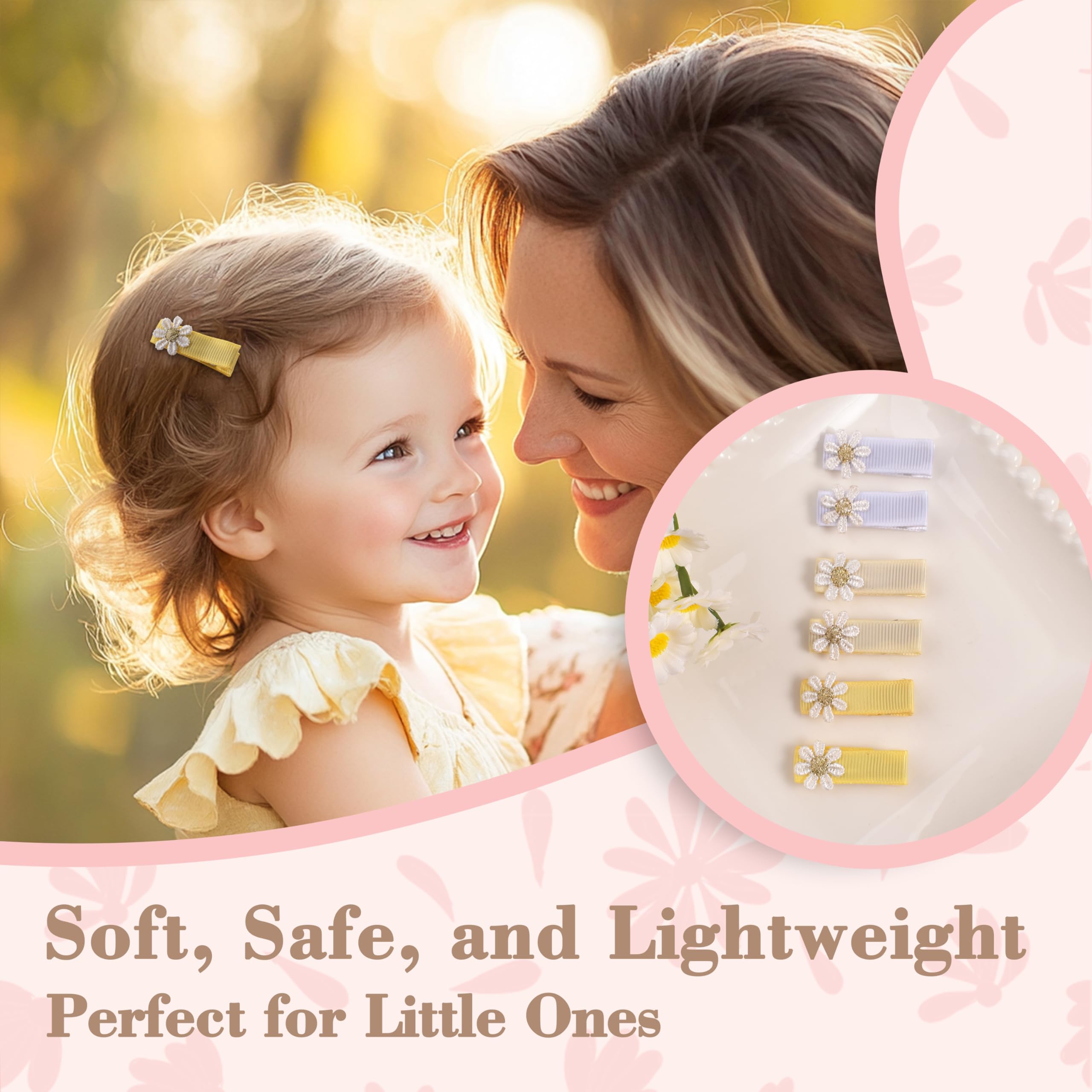 20pcs Daisy Flower Hair Clips for Baby Girls - Non-Slip Fully Lined Barrettes for Fine Hair, Floral Toddler Hair Accessories, Infant Newborn Blossom Hair Pins | Perfect for Daily Wear, Special Occasions & Photo Shoots