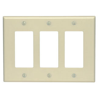 3 Gang Decora GFCI Wall Plate - Standard Size, White, 80611 - Perfect for Home, Office, and Commercial Electrical Outlet Covers