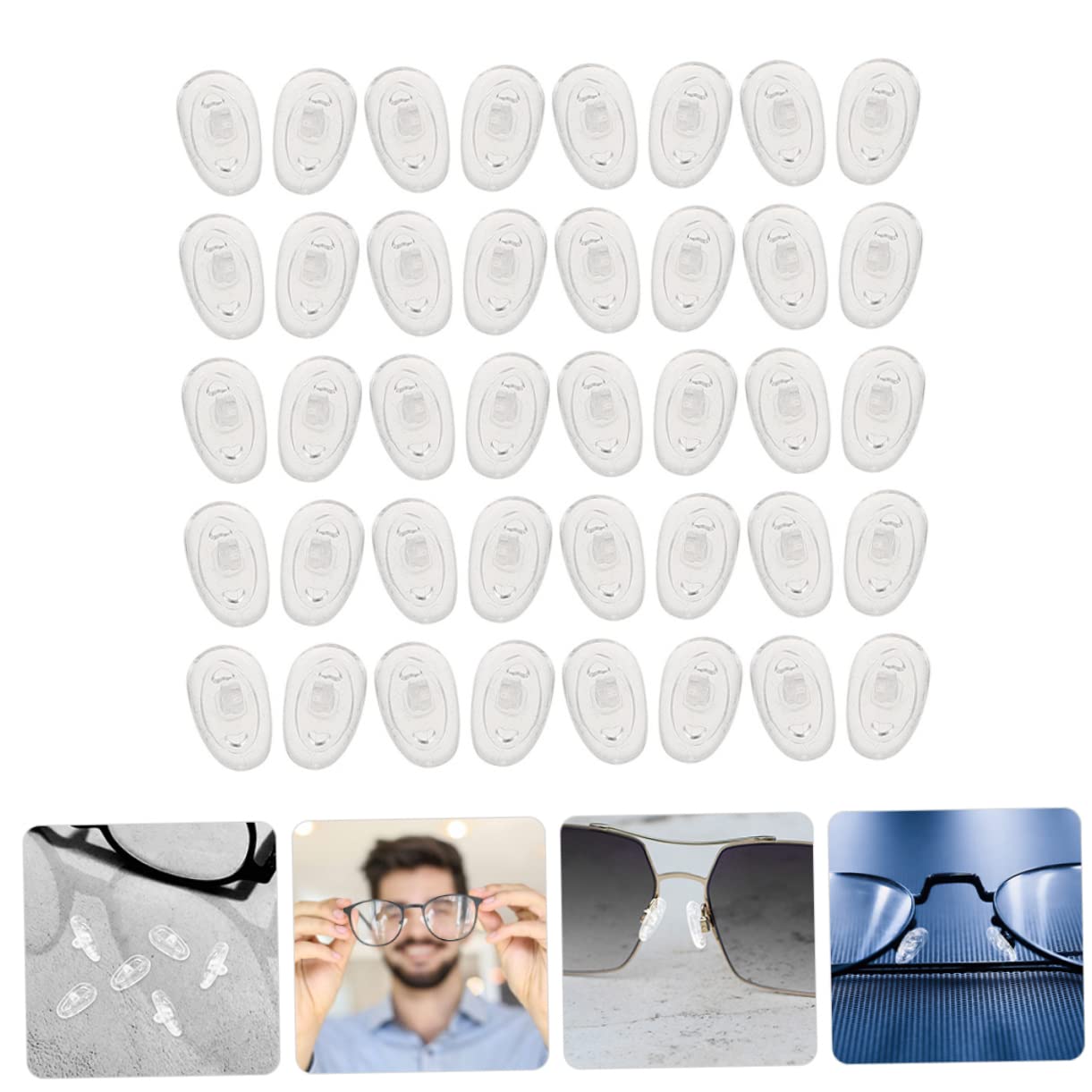 GLEAVI Silicone Nose Bridge Pads for Glasses - 20 Pairs, Comfortable Anti-Slip Nose Pads for Plastic Frame Glasses & Sunglasses - Perfect for Reading, Driving, and Outdoor Activities