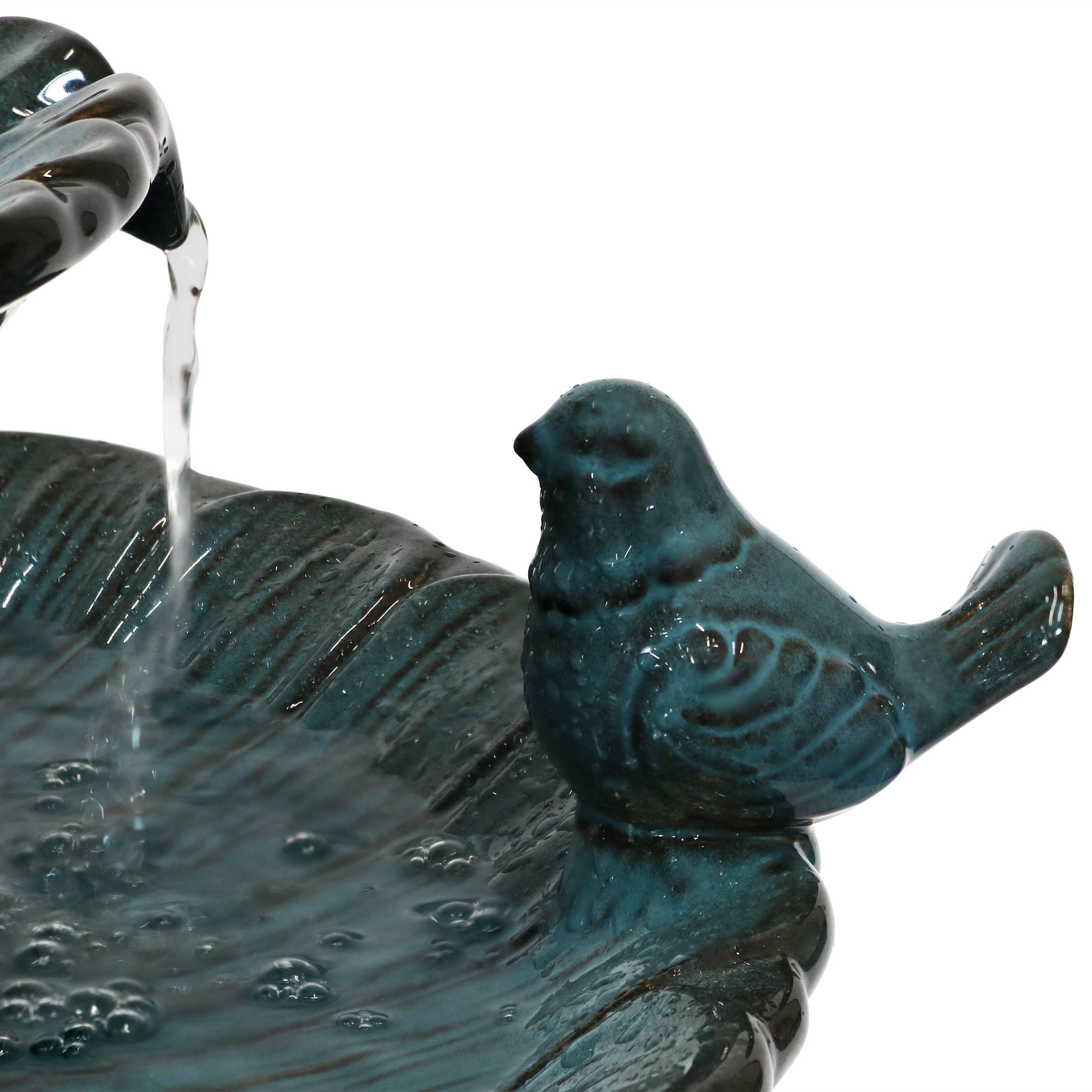 Sunnydaze 2-Tier Ceramic Outdoor Water Fountain with Resting Birds - 27 Inch Garden Decor for Patio, Yard & Backyard - Relaxing Water Feature for Outdoor Spaces