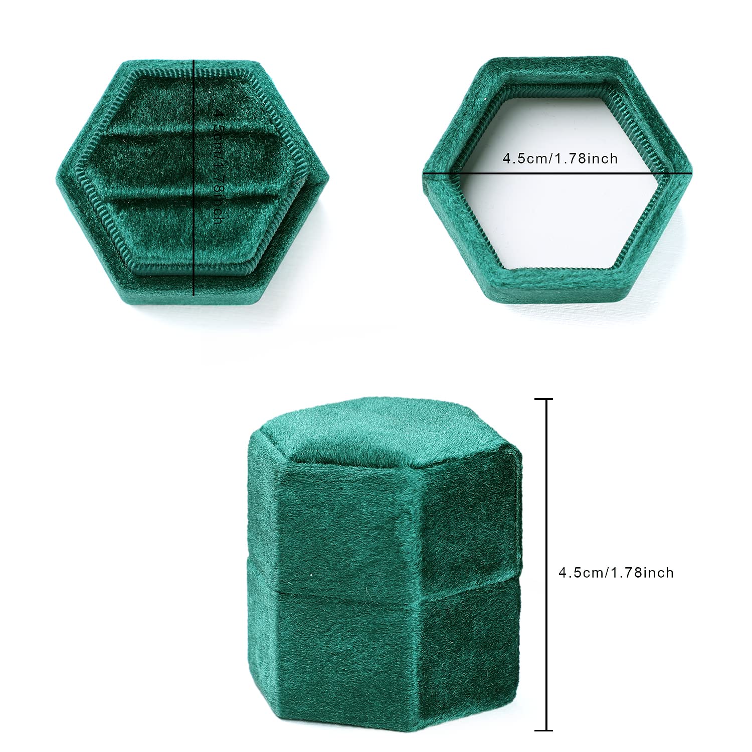 Etercycle Velvet Jewelry Ring Box - Premium Hexagon Vintage Double Ring Gift Box with Detachable Lid for Engagement, Wedding & Proposal (Emerald Green) | Perfect for Wedding Ceremonies, Anniversary Gifts & Romantic Surprises