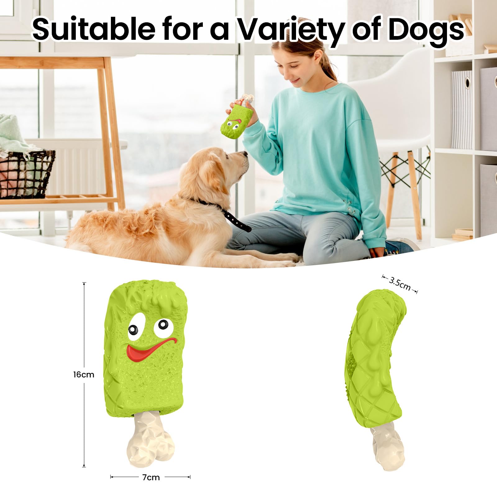 RUXAN Indestructible Dog Chew Toys for Aggressive Chewers - Durable Natural Rubber Interactive Treat Toy with Milk Flavor for Medium & Large Dogs - Perfect for Chewing, Chasing, Fetching & Playtime Training