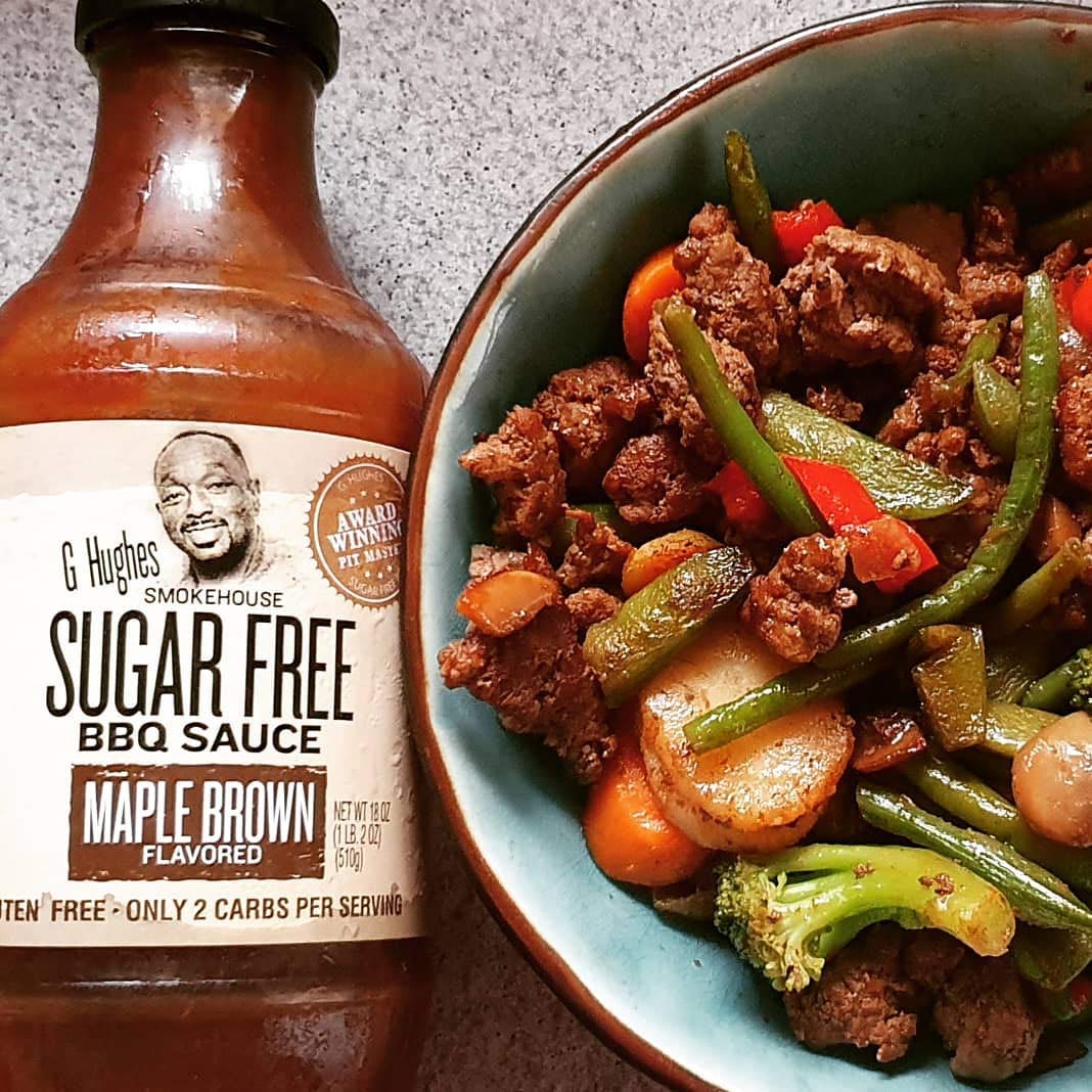 Sugar Free BBQ Sauce - G Hughes Maple Brown Flavor, Gluten Free, 18 Ounce (Pack of 2) - Perfect for Grilling, Dipping & Marinades