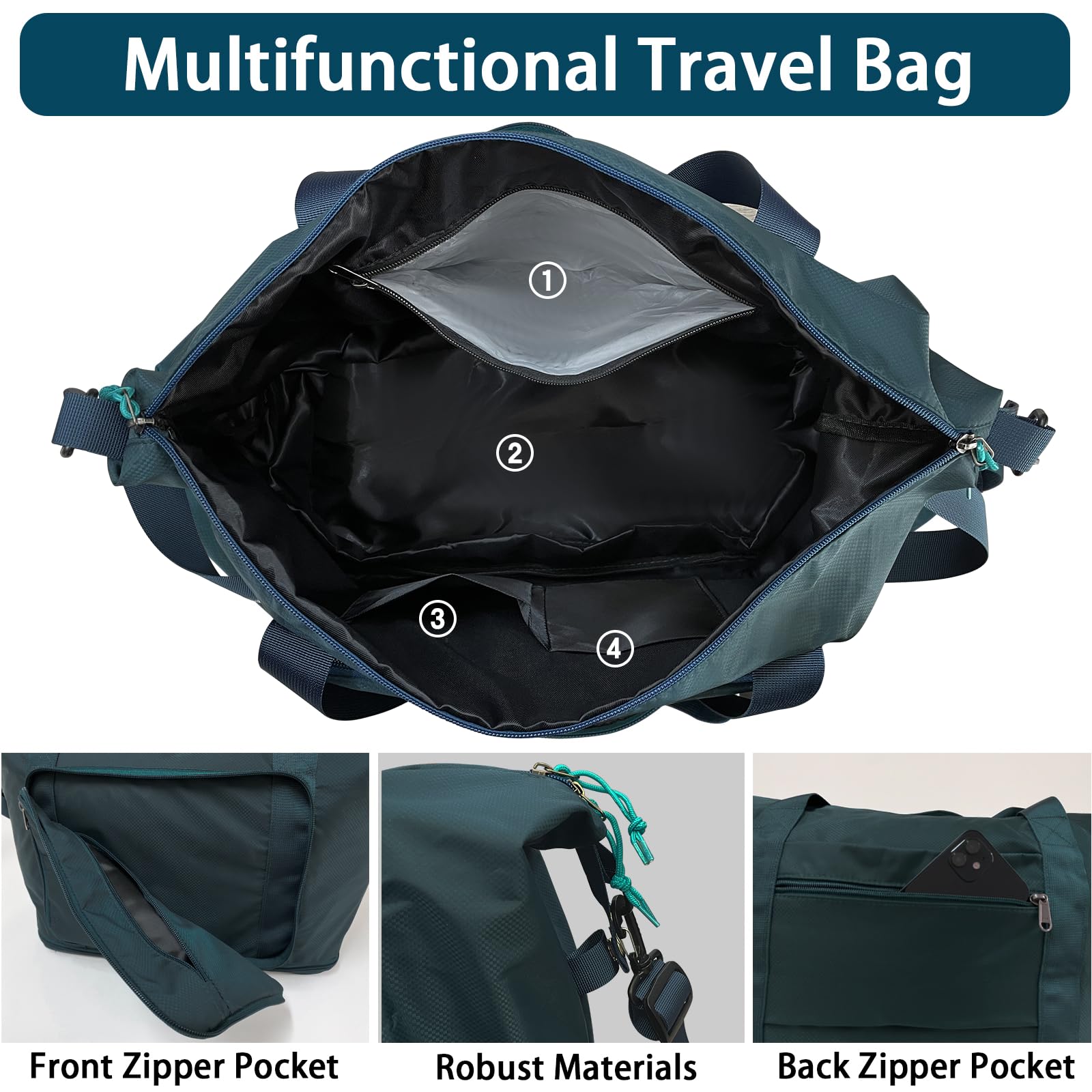 Foldable Travel Duffel Bag - Expandable Collapsible Luggage with Large Capacity | Lightweight Waterproof Oxford Fabric | Perfect for Gym, Camping & Weekend Trips (Men & Women)