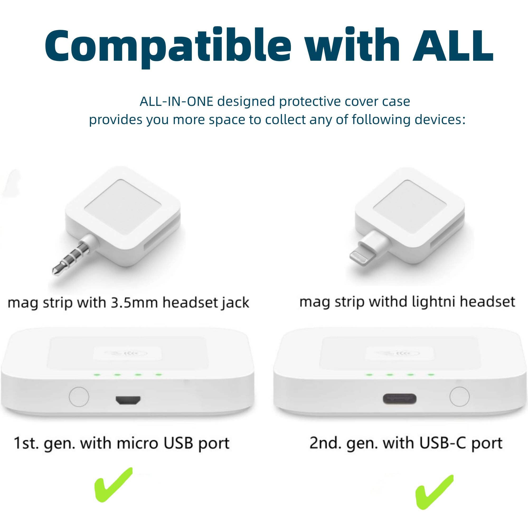 Anti-Lost Clear Protective Case for Square Reader 2nd/1st Gen & Contactless Chip Card Reader - Compatible with 3.5mm Jack & Lightning Connector - Perfect for Retail, Food Trucks & Mobile Payments