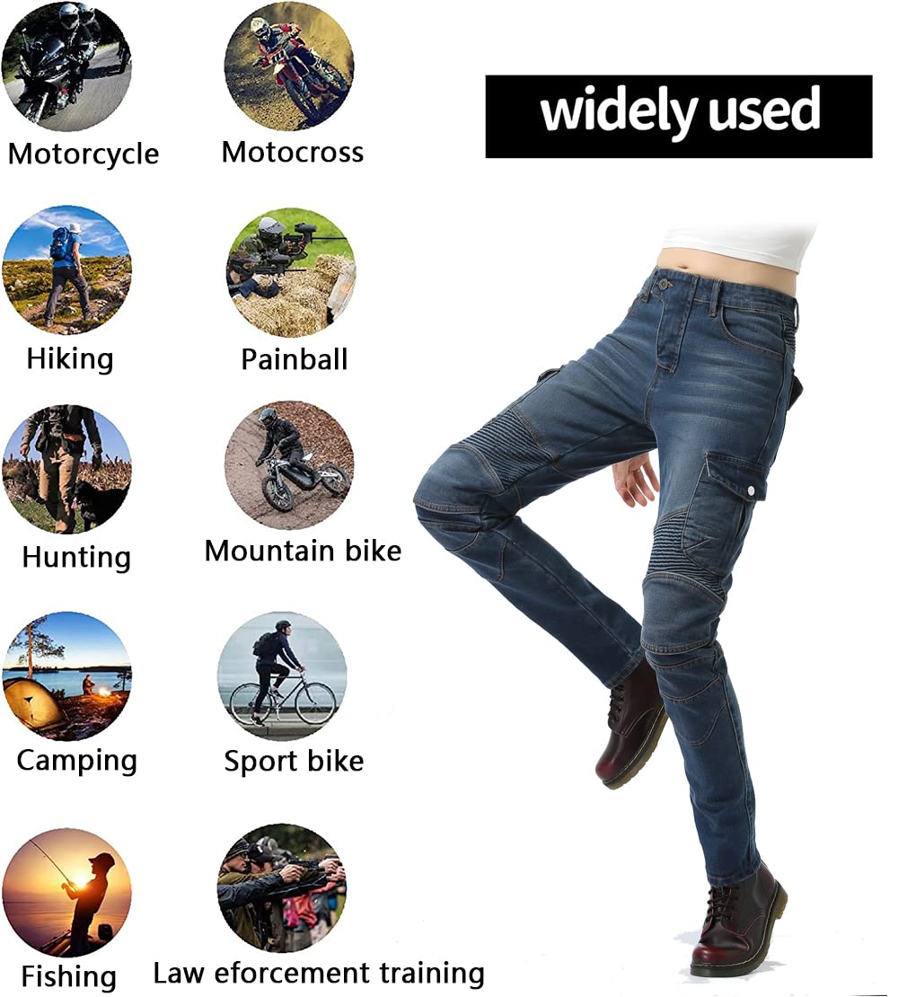 Women's CE Armor Motorcycle Jeans - Slim Fit with Knee & Hip Protectors for Safe Riding