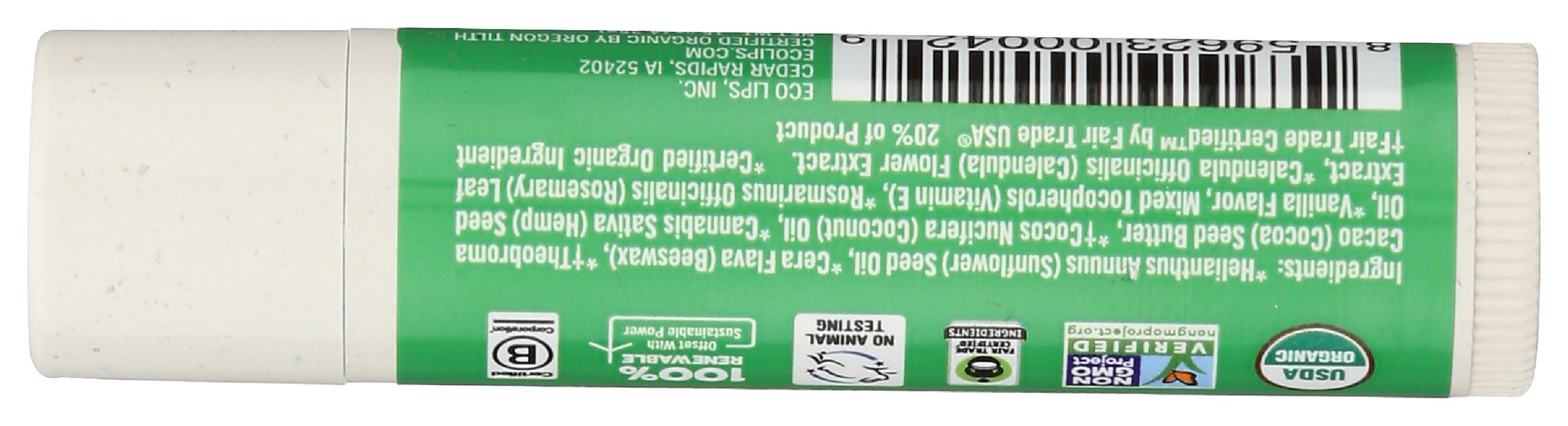 Organic Hemp Lip Balm by ECO LIPS - 0.15 OZ (4.25g) | Moisturizing & Nourishing | Vegan, All-Natural Ingredients | Perfect for Dry Lips, Outdoor Activities & Daily Hydration