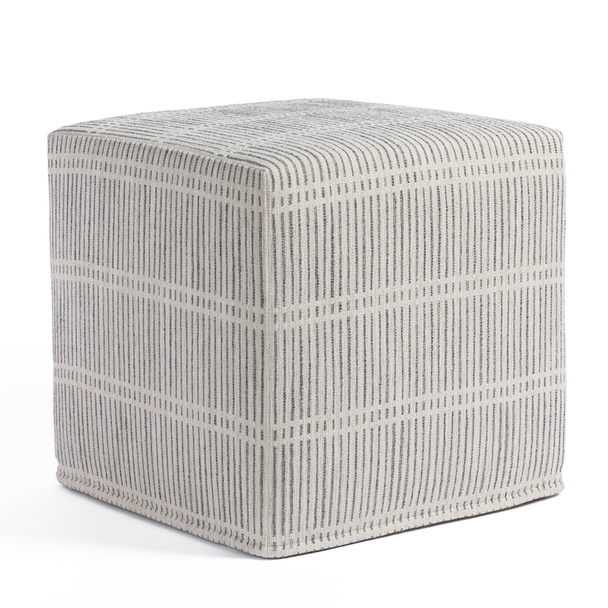Carson Stripe 16x16 Cube Ottoman in Stone Blue - Modern Storage Ottoman for Living Room, Bedroom & Dorm - Perfect Footrest and Extra Seating