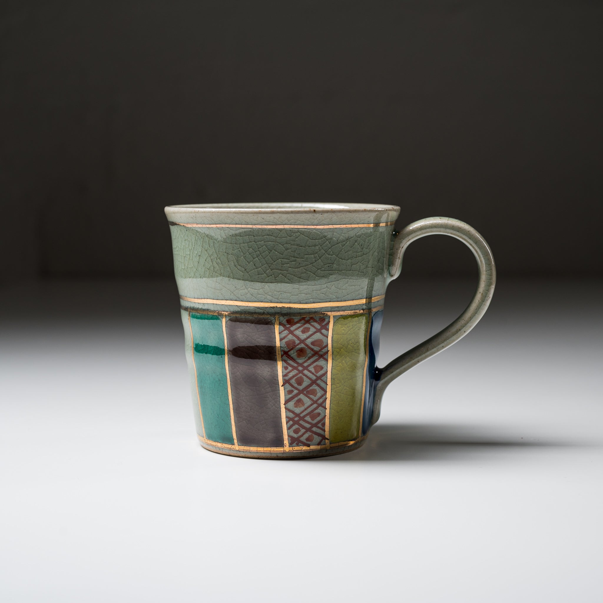 Premium Kutani Ware Ceramic Mug - Green Craze Japanese Tea Cup | Authentic Handcrafted Japanese Porcelain | Perfect for Matcha, Coffee & Home Decor