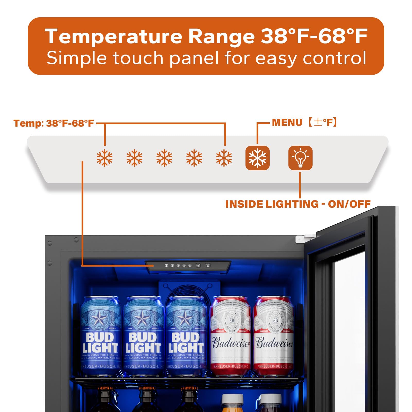 Ca'Lefort 121 Can Beverage Refrigerator - Compact Glass Door Drink Cooler for Beer, Soda & Wine | Under Counter Freestanding Mini Fridge for Home, Kitchen, Office & Bar | Perfect for Parties, Entertaining & Daily Beverage Storage