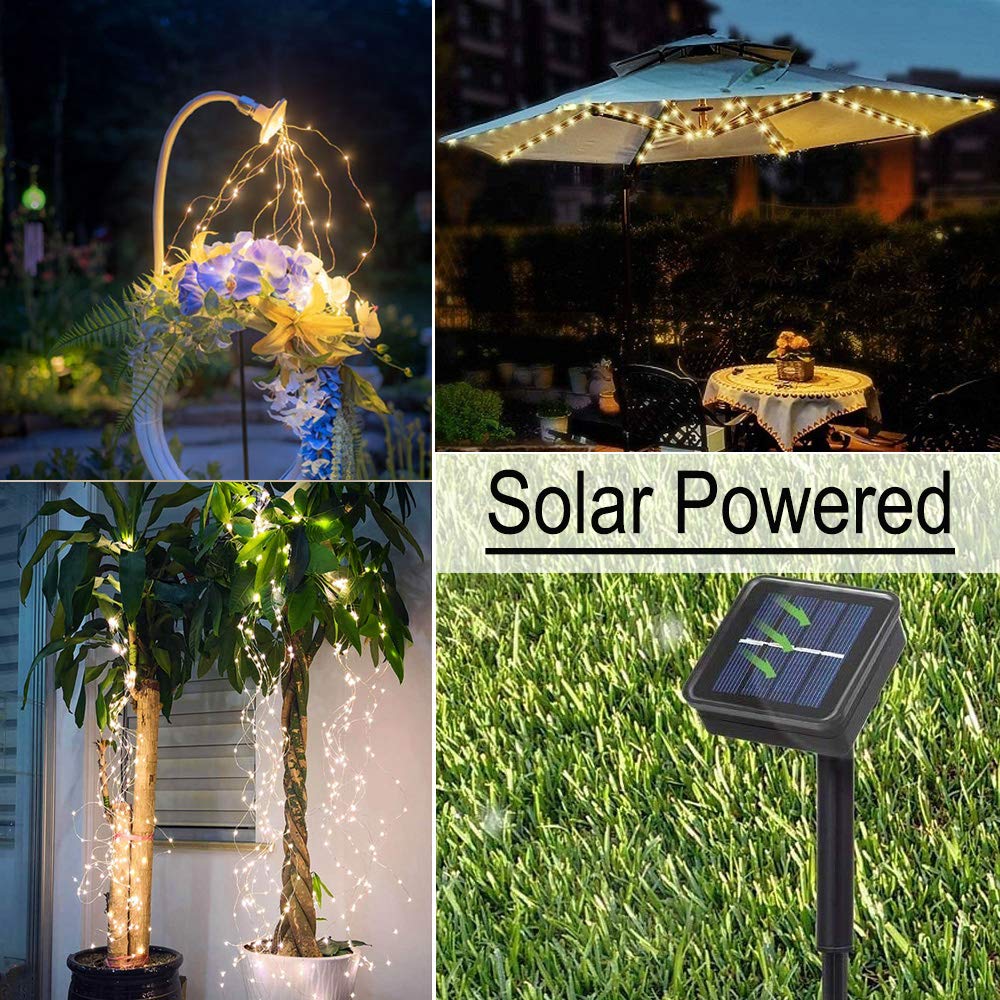 Soltuus Solar Powered Fairy String Lights - 180 LED Watering Can Outdoor Lights, Waterproof Waterfall Fairy Lights in Warm White | Perfect for Garden, Patio, Wedding & Backyard Decor
