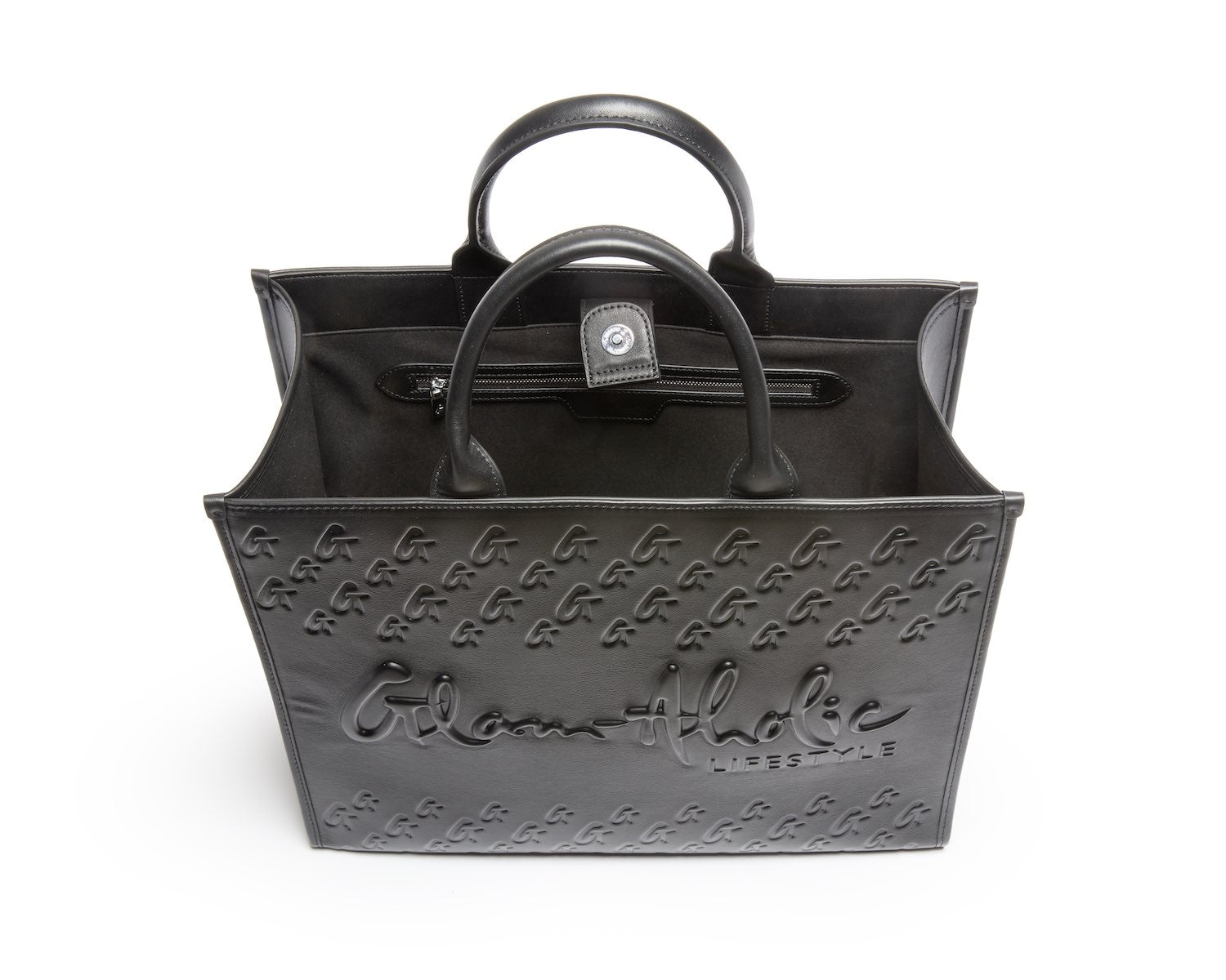 Luxury Monogram Tote Bag for Women - Stylish Black Leather Handbag for Work, Travel & Everyday Use