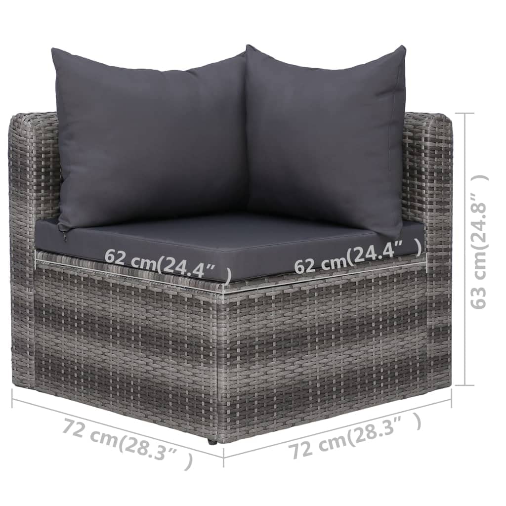 vidaXL 2-Piece Patio Corner Sofa Set - Outdoor Furniture with Gray Poly Rattan, Comfortable Cushions & Removable Covers - Easy Assembly for Patio, Backyard & Garden - Perfect for Outdoor Relaxation & Entertaining