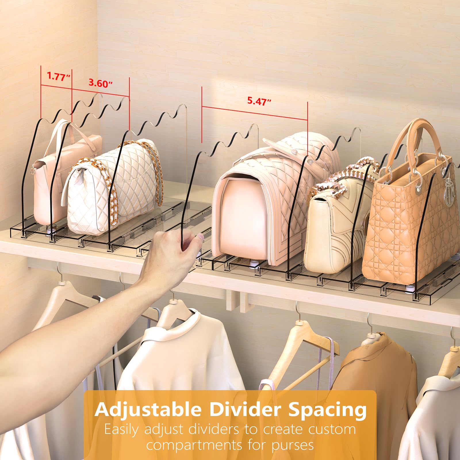 Ronlap Clear Purse Storage Organizer for Closet - 2 Pack Handbag Dividers & Shelf Organizers | Perfect for Closet Organization, Handbag Display & Space Saving Storage
