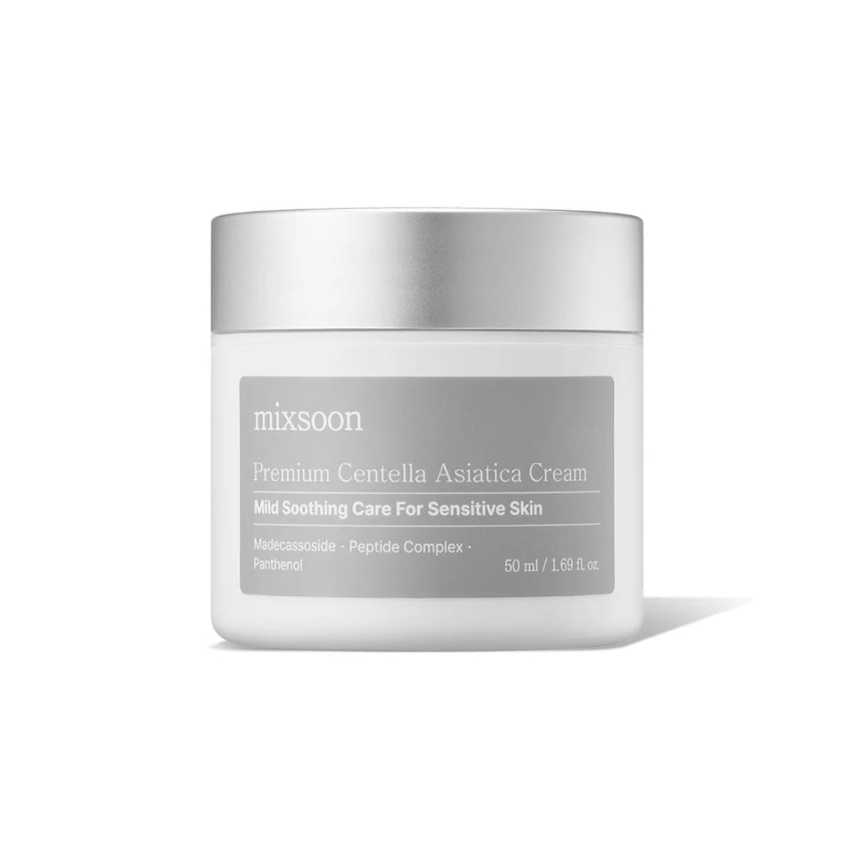 Premium Centella Asiatica Facial Cream by Mixsoon - Soothing & Hydrating Korean Skincare for Sensitive & Acne-Prone Skin - Perfect for Daily Moisturizing & Skin Repair Routine