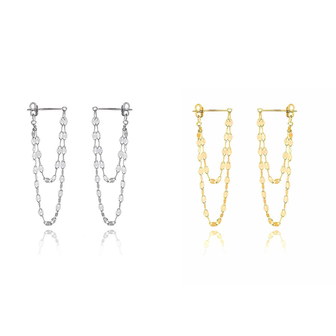 Silver & Gold Layered Lip Chain Drop Earrings for Women | Trendy Dangle Earrings for Party, Date Night & Casual Wear | A7391
