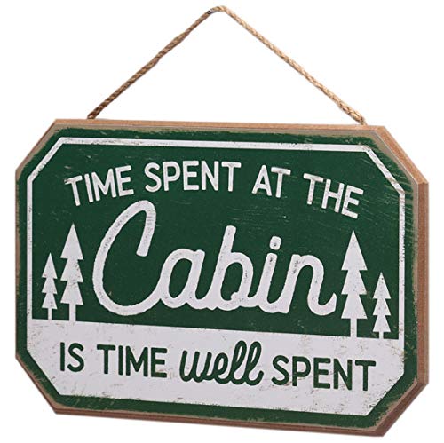 Cabin Time Well Spent Rustic Wood Wall Decor - Handcrafted Hanging Sign for Living Room, Entryway, Garage & Cabin - Perfect for Farmhouse, Lodge & Country Home Decor
