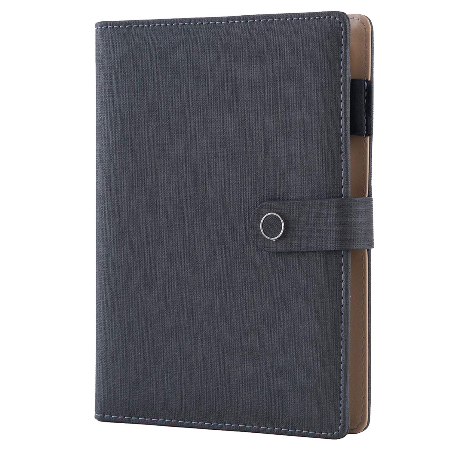Vintage Spiral Leather Journal Notebook - 6 Ring Binder Refillable Diary, Business Planner & Personal Organizer for Men & Women (Grey) | Perfect for Office, Travel & Gift Giving