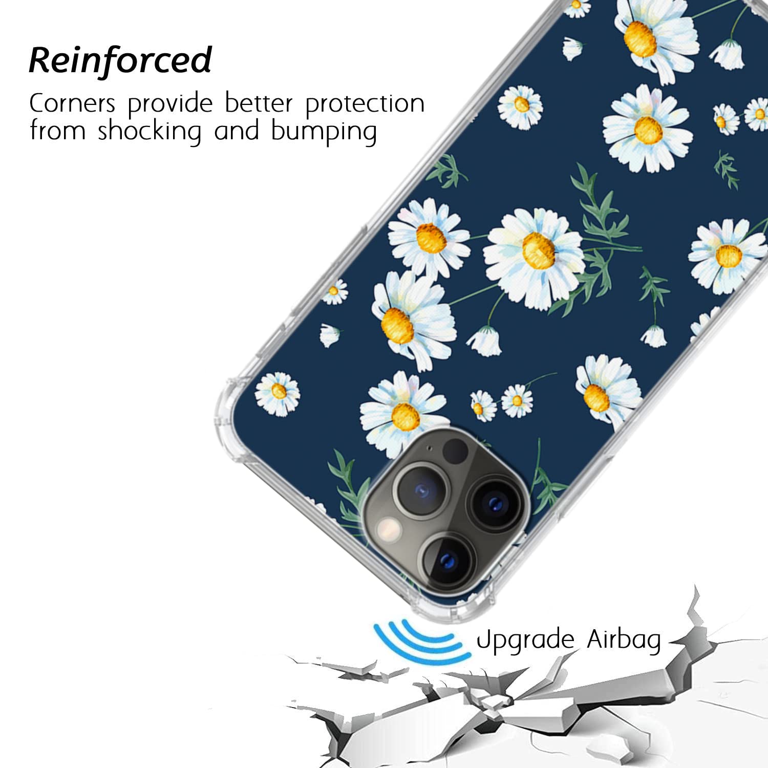 **Aesthetic Daisies Blue Phone Case for iPhone 11 Pro Max - Trendy White Flowers TPU Bumper Cover for Women & Men - Perfect for Everyday Use, Travel & Gifts**