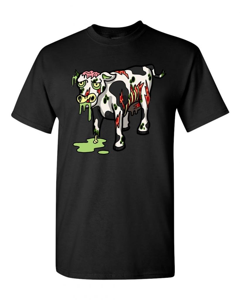 Zombie Cow Undead Animals Graphic T-Shirt for Adults - Funny Horror Novelty Tee for Halloween, Cosplay & Casual Wear