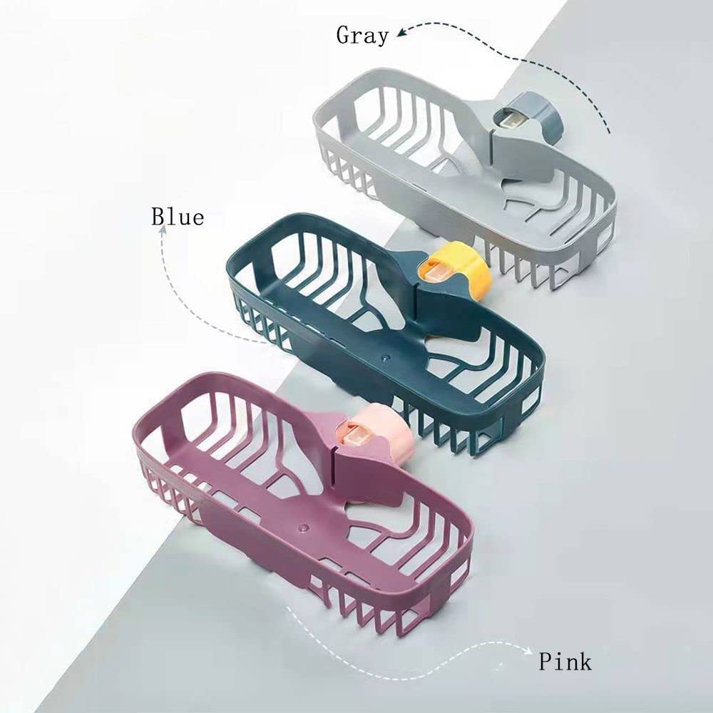 GION Plastic Sink Caddy Organizer - Snap-on Faucet Rack for Kitchen & Bathroom Storage | Holds Soap, Sponges & Cleaning Supplies | Space-Saving Drain Rack for Small Spaces (1 Pack) | Perfect for Organizing Under Sink & Next to Faucet