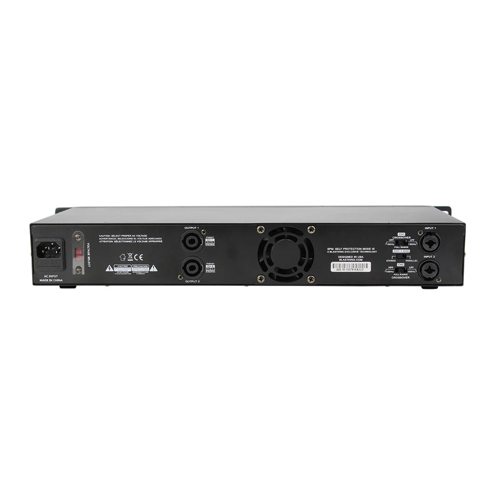 Blastking D1200.2 2400 Watt 2 Channel Class D Car Amplifier - Powerful Bass Boost for Car Audio Systems & Subwoofers