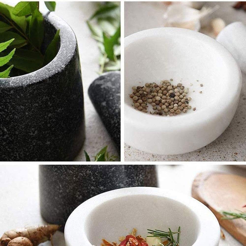 Natural Stone Mortar and Pestle Set - Large Stone Grinder Bowl for Guacamole, Herbs, Spices, Garlic & Ginger - Perfect for Grinding Seasonings & Making Fresh Salsas in Your Kitchen
