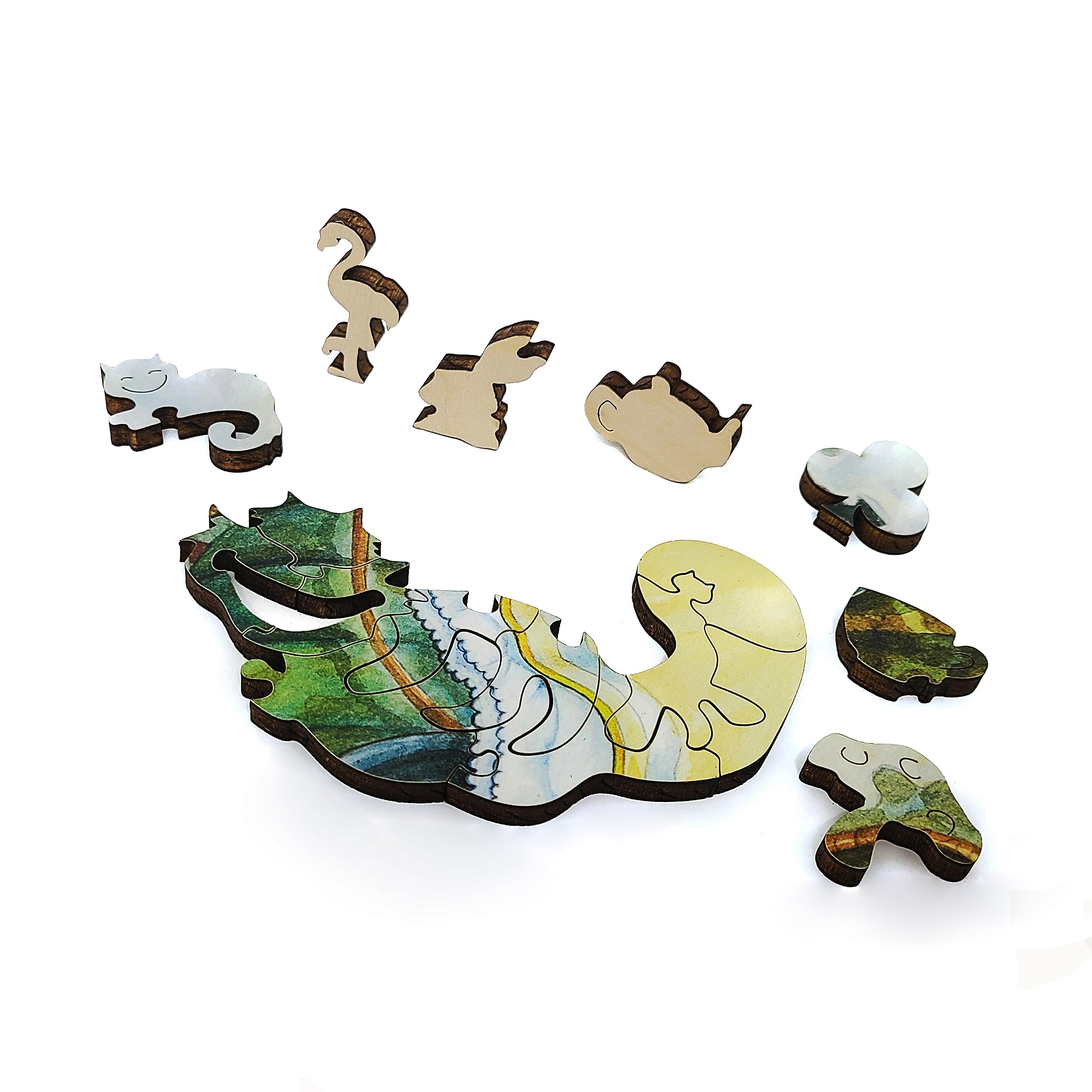 Premium Wooden Jigsaw Puzzle for Adults - 439 Unique Shaped Pieces - Alice in Wonderland Theme - Handcrafted in USA by FoxSmartBox - Perfect for Stress Relief, Family Game Night & Home Decor