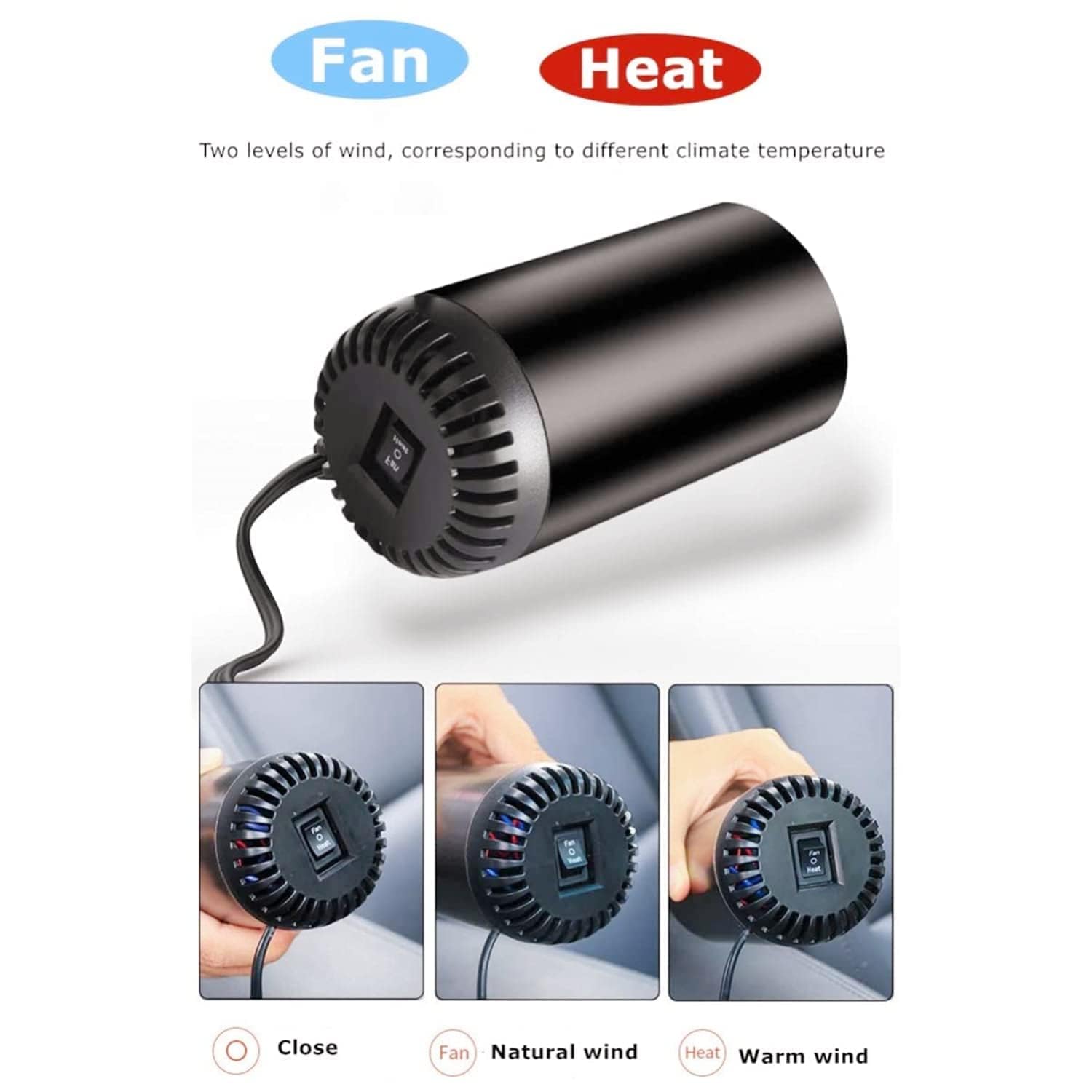 Portable 12V 150W Car Heater & Defroster, Dual Function Space Heater for Quick Defrosting and Demisting, Compact Design, Ideal for Winter Driving and Emergency Use