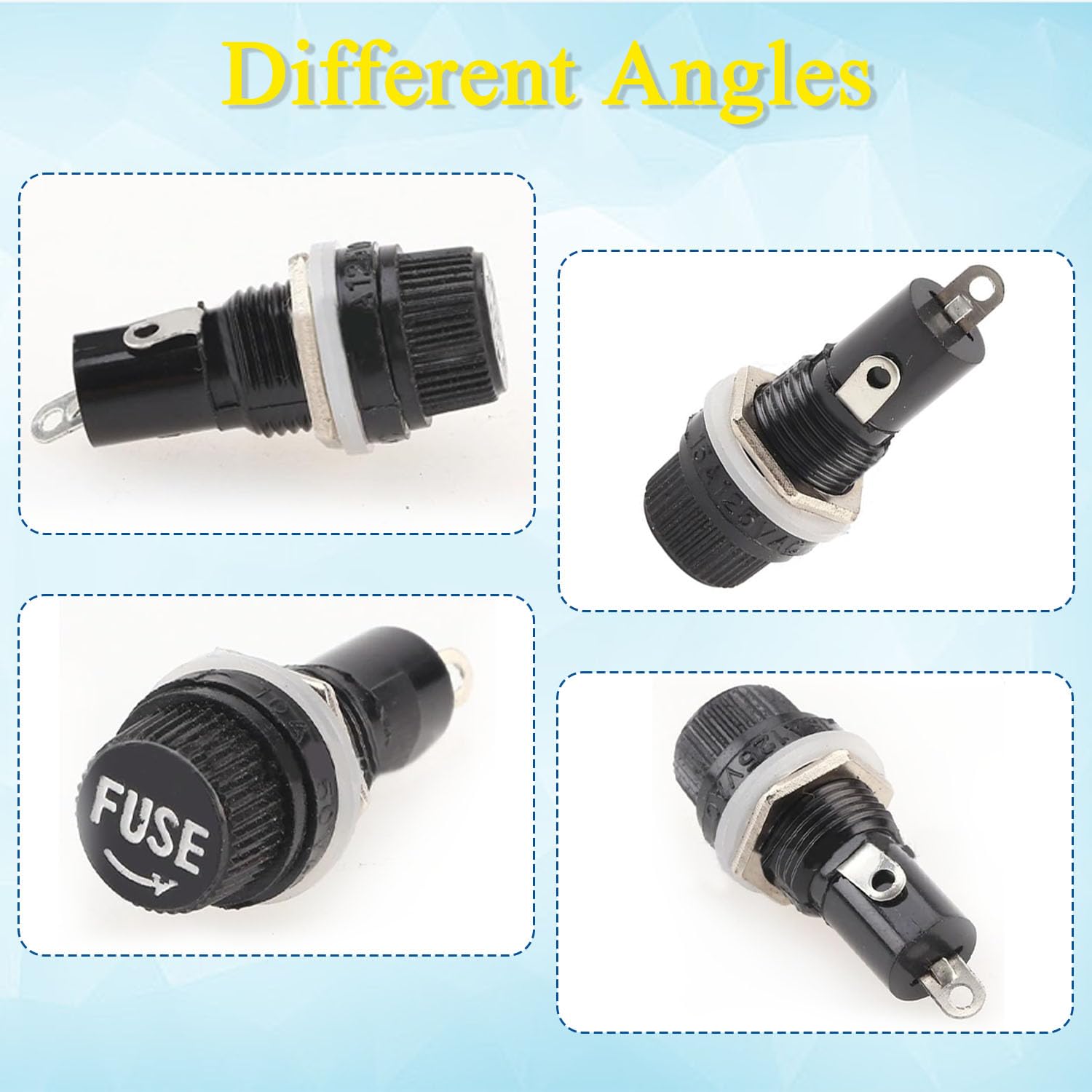 5Pcs 30A 250V 6x30mm Panel Mount Fuse Holder with Glass Fuse - Screw Cap Round Thread Fuse Tube Holder for Automotive, Marine & Electrical Equipment Protection