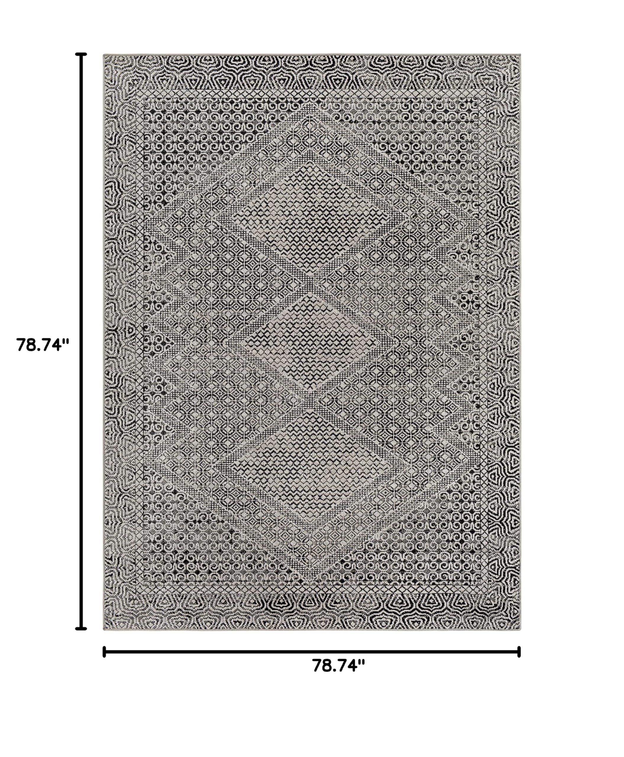 Hauteloom Consuelo Washable Area Rug - Black & Gray Round 6'7