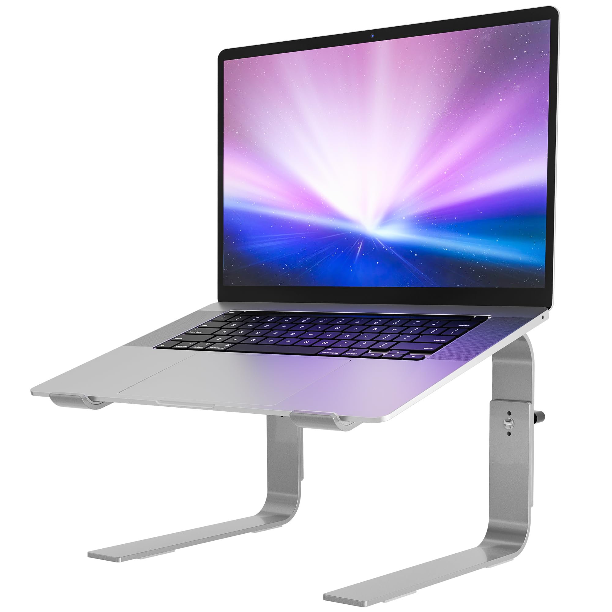 Adjustable Laptop Stand for 10-17 Inch Notebooks - Ergonomic Height-Adjustable Computer Stand for MacBook, PC, Laptop up to 8kg - Silver - Perfect for Home Office, Gaming & Workspace Setup